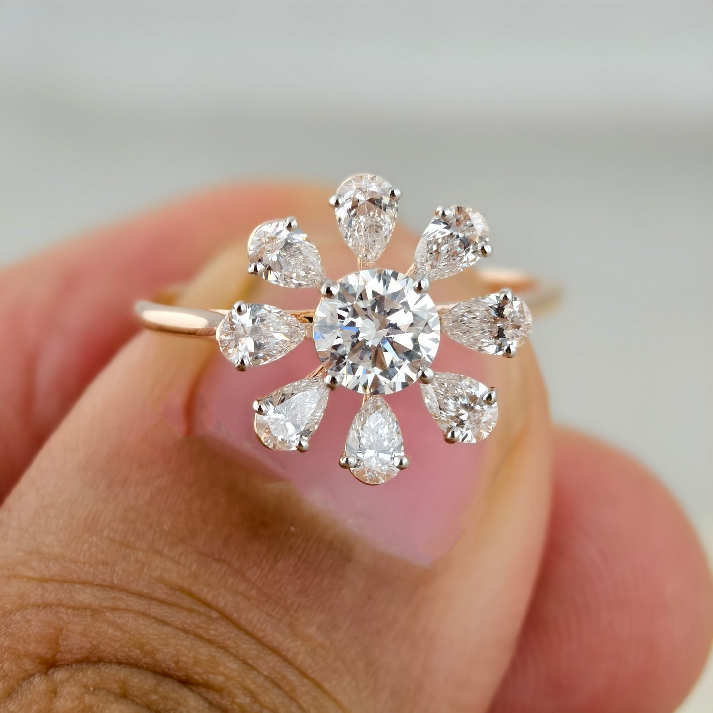 14KT GOLD ROUND MOISSANITE ENGAGEMENT RING | 1.4 TCW | 0.6 CT CENTER STONE| E - F COLOR