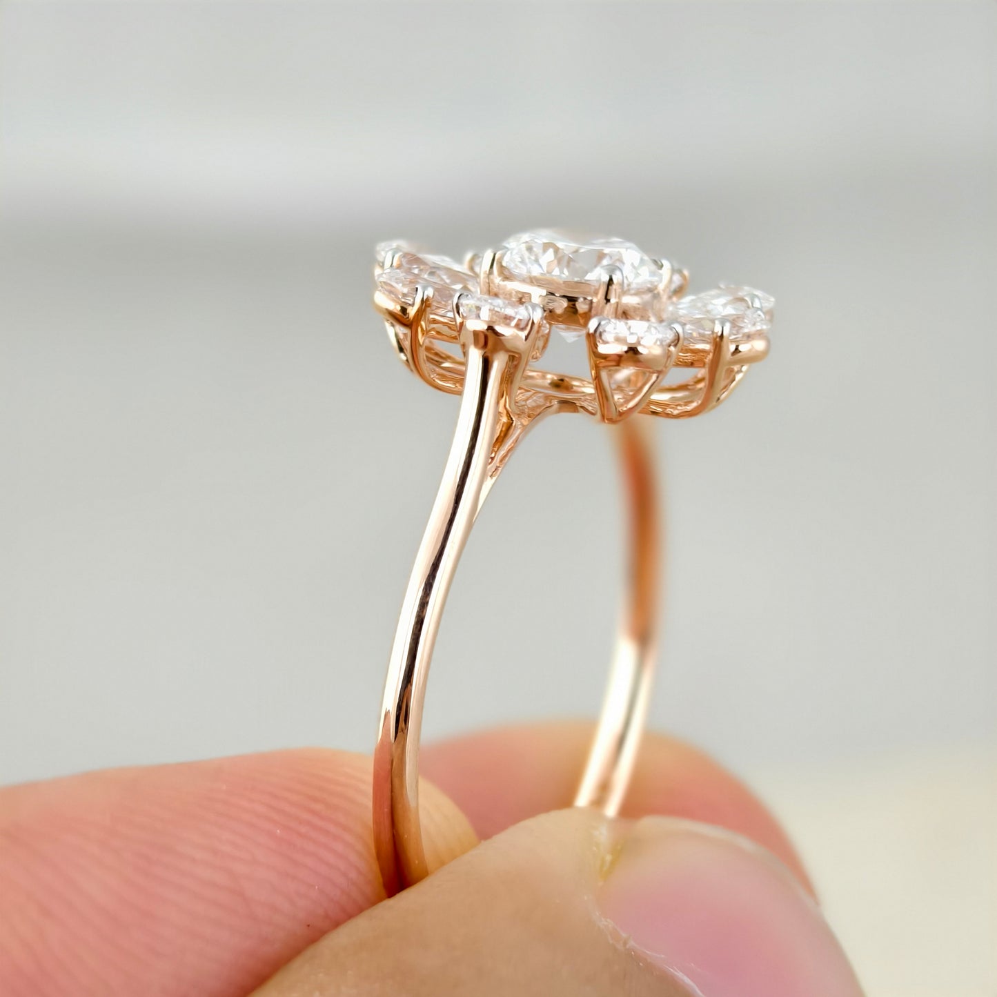 14KT GOLD ROUND MOISSANITE ENGAGEMENT RING | 1.4 TCW | 0.6 CT CENTER STONE| E - F COLOR