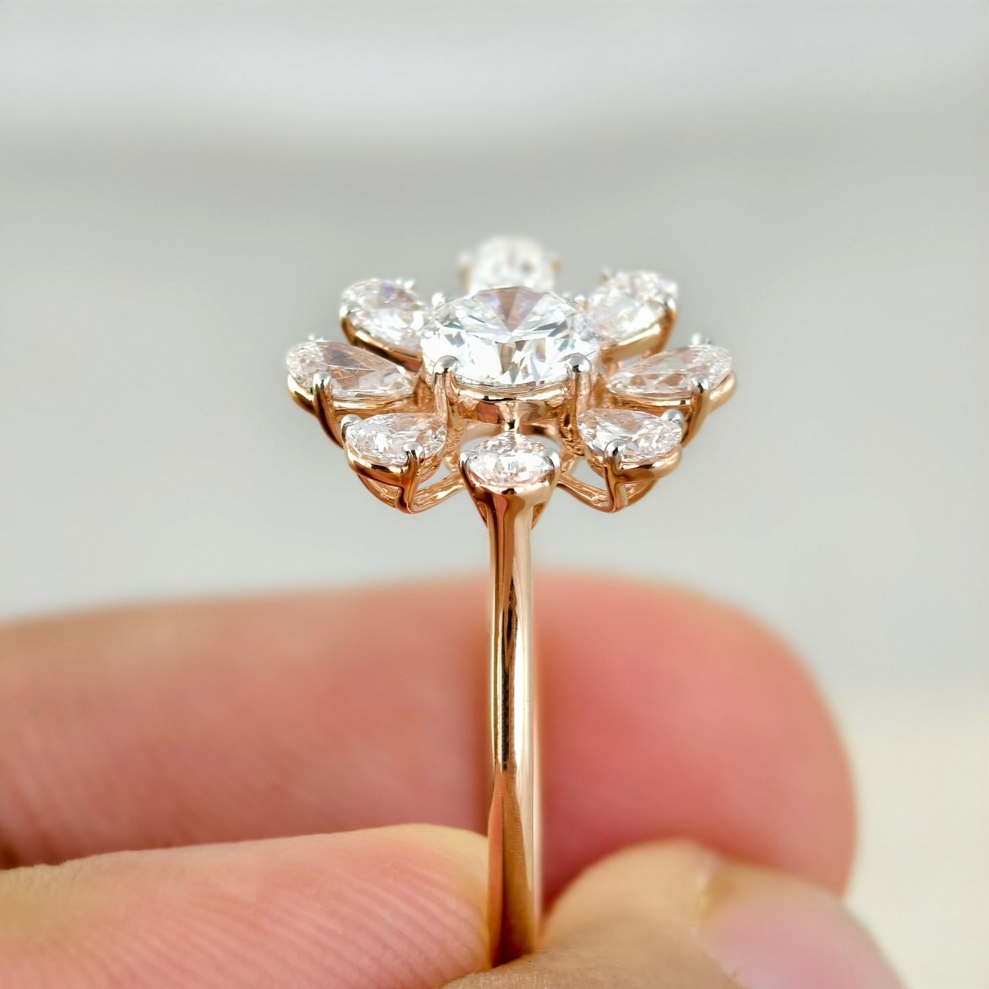 14KT GOLD ROUND MOISSANITE ENGAGEMENT RING | 1.4 TCW | 0.6 CT CENTER STONE| E - F COLOR
