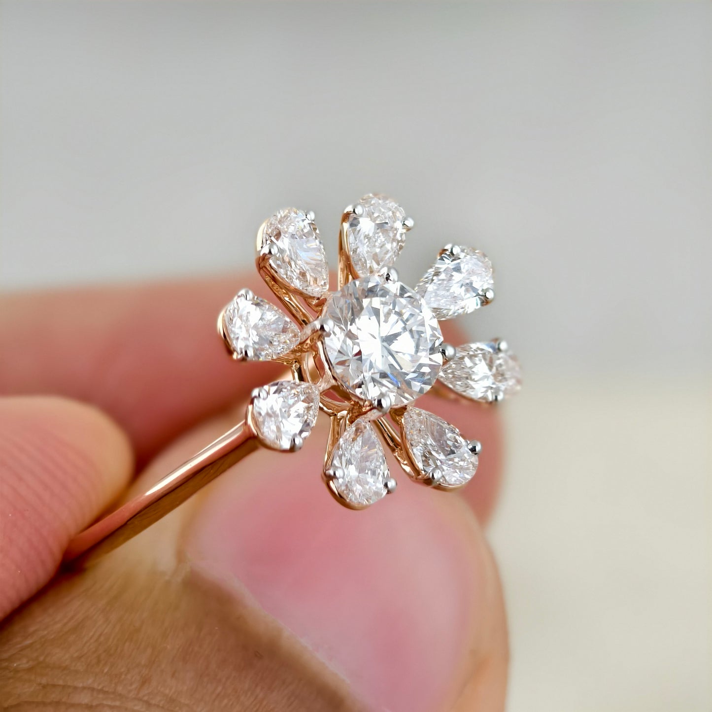 14KT GOLD ROUND MOISSANITE ENGAGEMENT RING | 1.4 TCW | 0.6 CT CENTER STONE| E - F COLOR