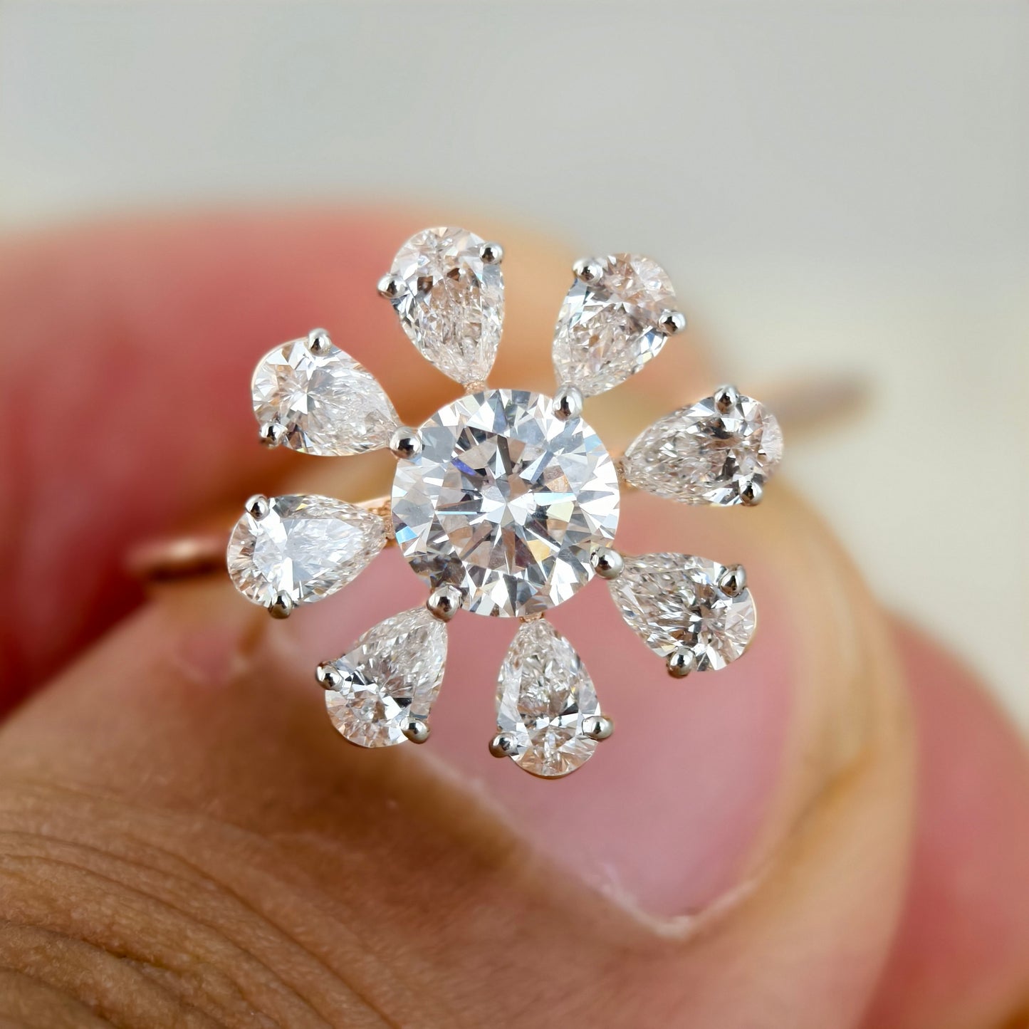 14KT GOLD ROUND MOISSANITE ENGAGEMENT RING | 1.4 TCW | 0.6 CT CENTER STONE| E - F COLOR