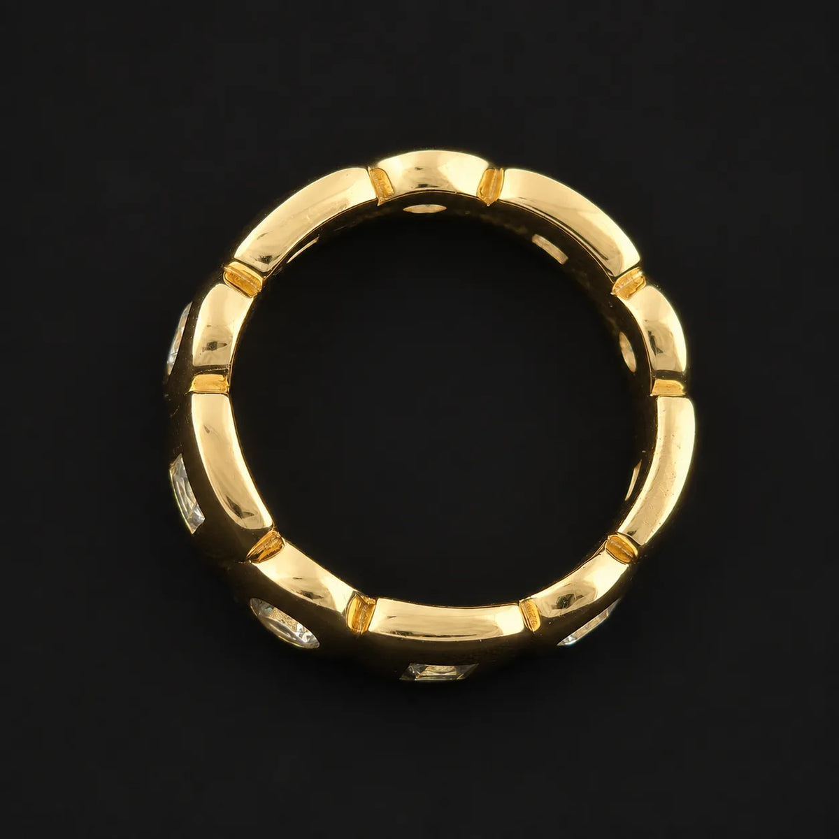 Bezel Set Alternating Stone Eternity Band in 925 silver with Round & princess cut Stones