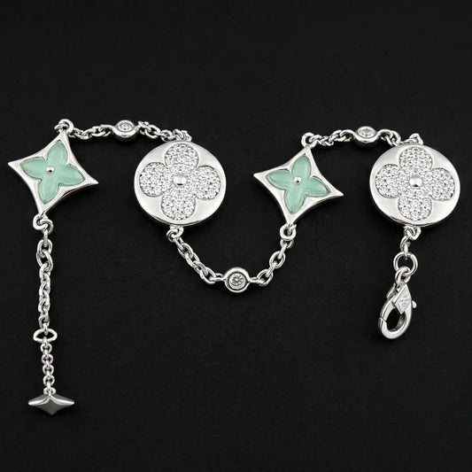 Pavé Diamond & Star Motif Bracelet in 925 Sterling Silver